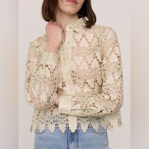 NWT | FRAME | The Lace Button Up Shirt in Ecru | Sz XS